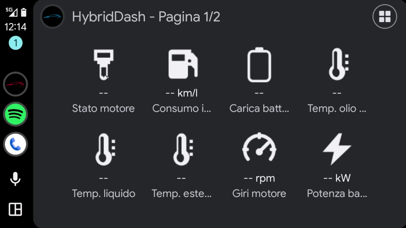HybridDash Android Auto Grid
