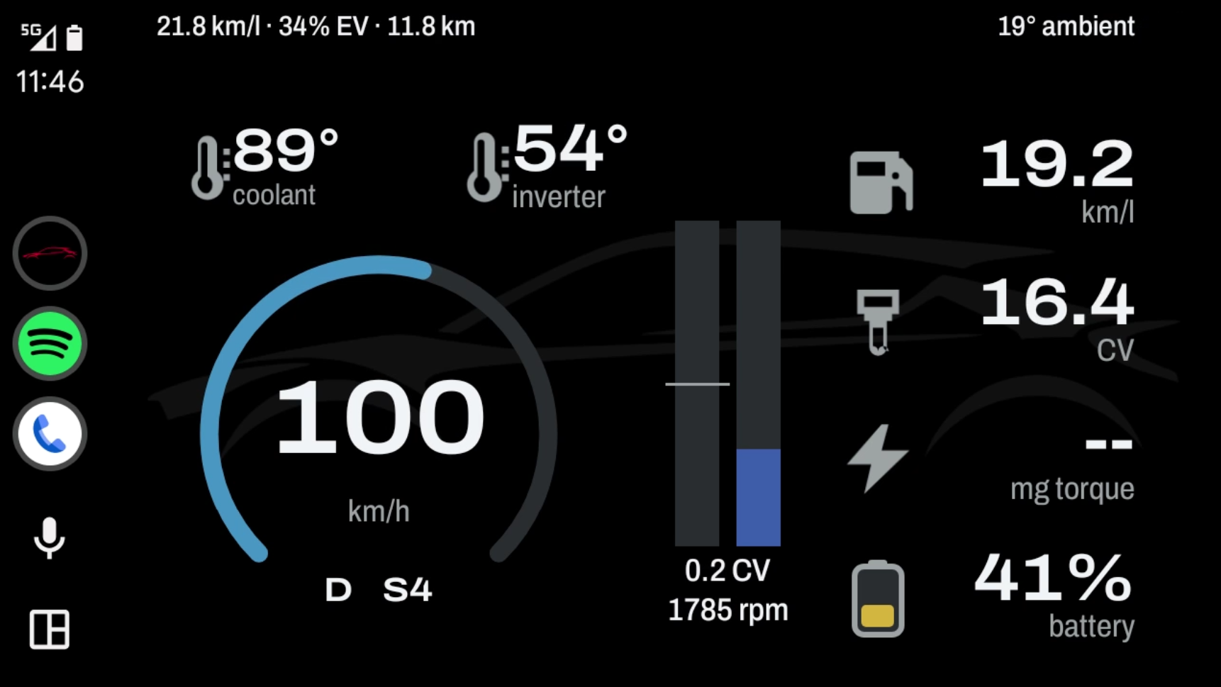 Android Auto — Dunkles Cockpit