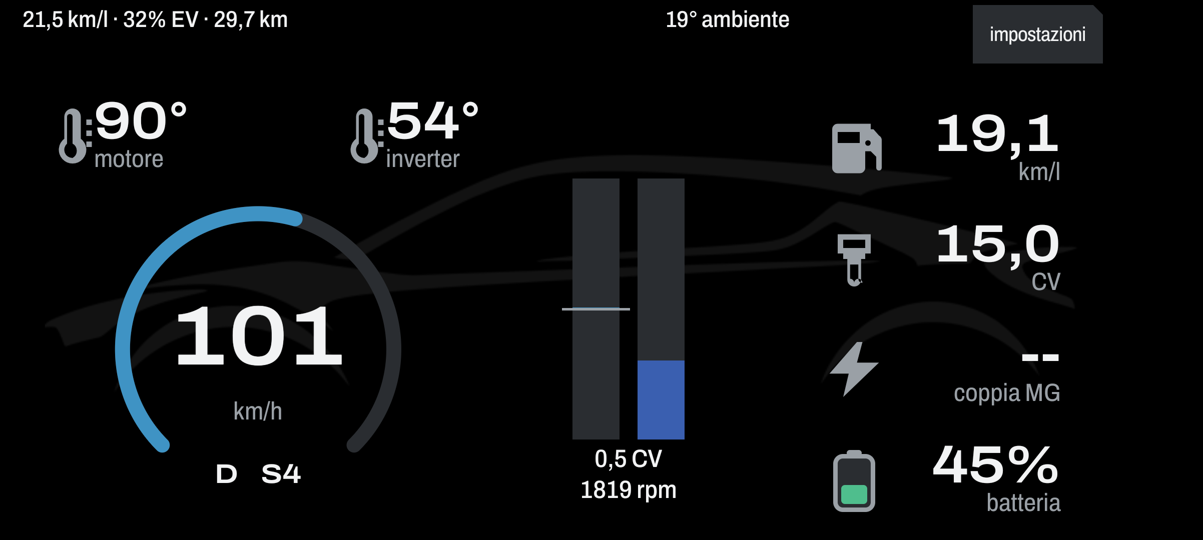 Visuale cockpit orizzontale